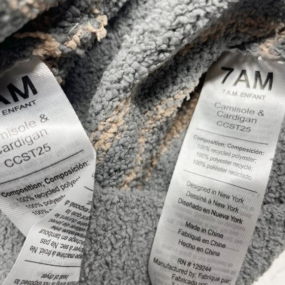 NEW 7AM Enfant Camisole + Cardigan Toddler 18-24 mos Gris & Pecan Striped Button - Picture 6 of 6